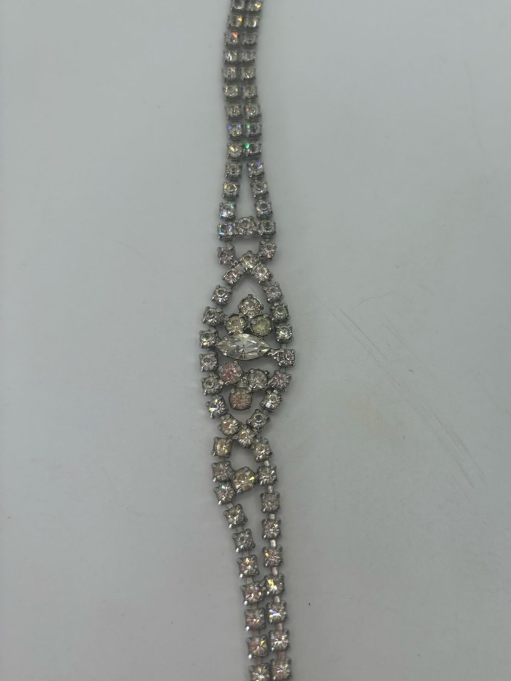 Vintage Crystal Rhinestone Silver-Tone Bracelet - Women Jewelry